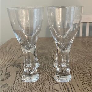 Vintage Pier 1 Clear Bubble Glass Goblets Set of 4